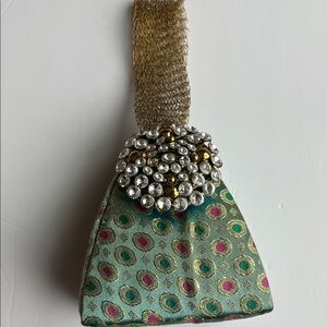 Elegant Green and Pink Embellished Women's Bag